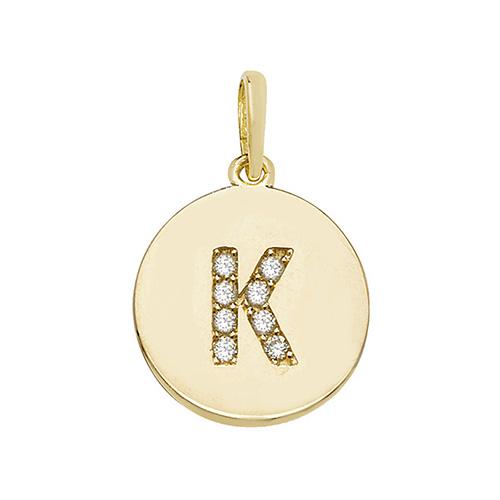 9ct Gold Disc Initial Pendant with Cubic Zirconia's Necklaces & Pendants Treasure House Limited K