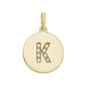 9ct Gold Disc Initial Pendant with Cubic Zirconia's Necklaces & Pendants Treasure House Limited K 