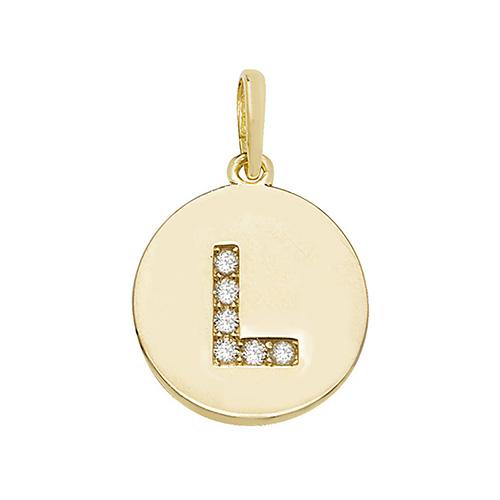 9ct Gold Disc Initial Pendant with Cubic Zirconia's Necklaces & Pendants Treasure House Limited L