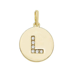 9ct Gold Disc Initial Pendant with Cubic Zirconia's Necklaces & Pendants Treasure House Limited L 