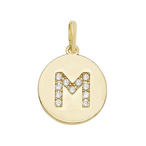 9ct Gold Disc Initial Pendant with Cubic Zirconia's Necklaces & Pendants Treasure House Limited M