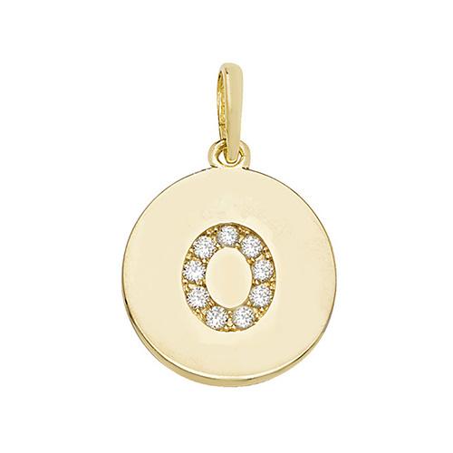 9ct Gold Disc Initial Pendant with Cubic Zirconia's Necklaces & Pendants Treasure House Limited O 