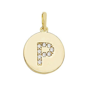 9ct Gold Disc Initial Pendant with Cubic Zirconia's Necklaces & Pendants Treasure House Limited P 
