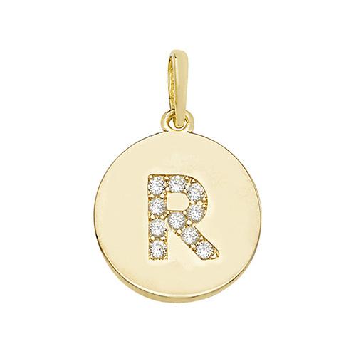9ct Gold Disc Initial Pendant with Cubic Zirconia's Necklaces & Pendants Treasure House Limited R
