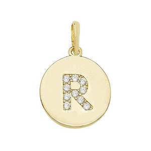 9ct Gold Disc Initial Pendant with Cubic Zirconia's Necklaces & Pendants Treasure House Limited R 