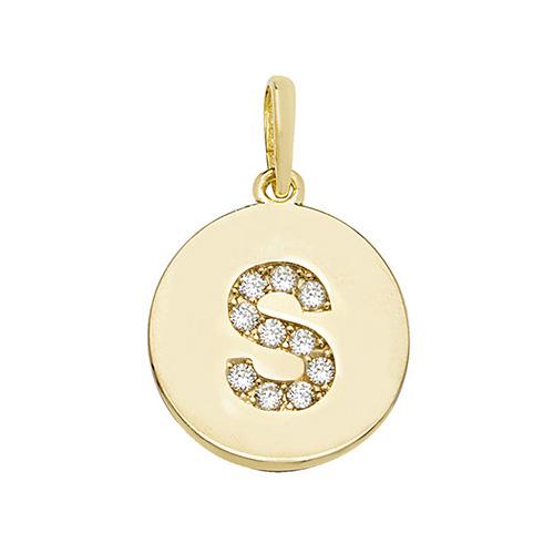 9ct Gold Disc Initial Pendant with Cubic Zirconia's Necklaces & Pendants Treasure House Limited S