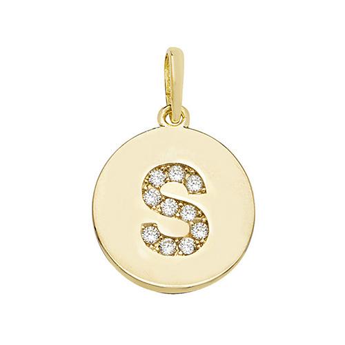 9ct Gold Disc Initial Pendant with Cubic Zirconia's Necklaces & Pendants Treasure House Limited S 