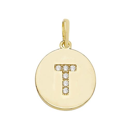 9ct Gold Disc Initial Pendant with Cubic Zirconia's Necklaces & Pendants Treasure House Limited T 