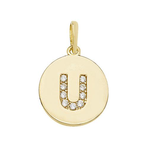 9ct Gold Disc Initial Pendant with Cubic Zirconia's Necklaces & Pendants Treasure House Limited U