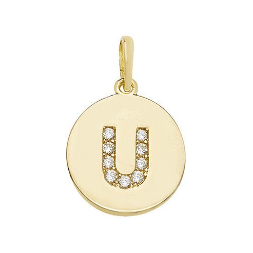 9ct Gold Disc Initial Pendant with Cubic Zirconia's Necklaces & Pendants Treasure House Limited U 