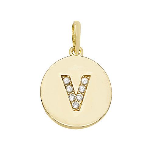 9ct Gold Disc Initial Pendant with Cubic Zirconia's Necklaces & Pendants Treasure House Limited V