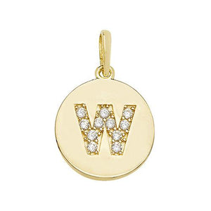9ct Gold Disc Initial Pendant with Cubic Zirconia's Necklaces & Pendants Treasure House Limited W 