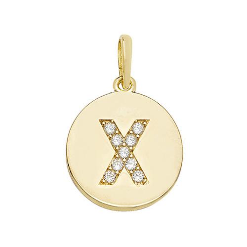 9ct Gold Disc Initial Pendant with Cubic Zirconia's Necklaces & Pendants Treasure House Limited X