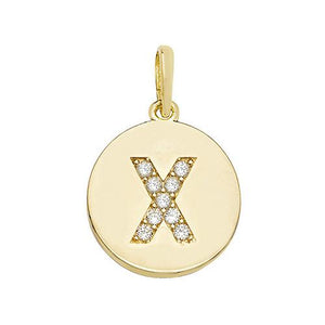 9ct Gold Disc Initial Pendant with Cubic Zirconia's Necklaces & Pendants Treasure House Limited X 
