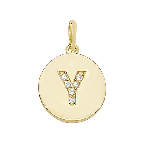 9ct Gold Disc Initial Pendant with Cubic Zirconia's Necklaces & Pendants Treasure House Limited Y