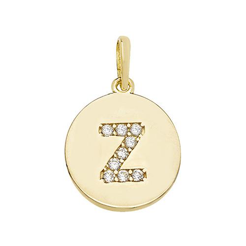 9ct Gold Disc Initial Pendant with Cubic Zirconia's Necklaces & Pendants Treasure House Limited Z