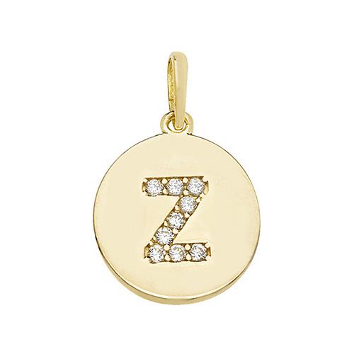 9ct Gold Disc Initial Pendant with Cubic Zirconia's Necklaces & Pendants Treasure House Limited Z 