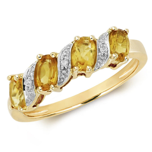 9ct Gold Citrine and Diamond Ring Jewellery Carathea