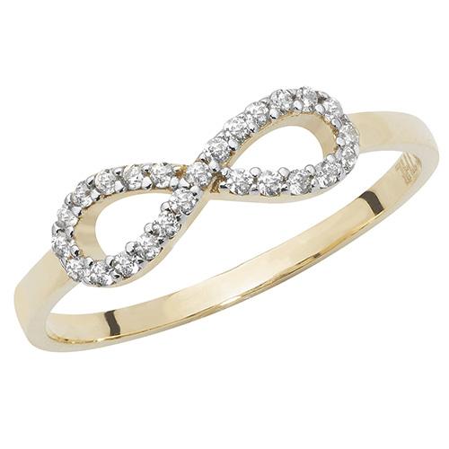 9ct Gold CZ Infinity Ring Jewellery Treasure House Limited J 