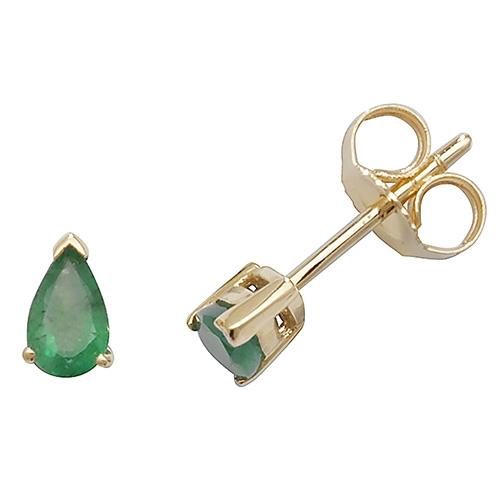 9ct Gold Emerald Teardrop Earrings Jewellery Treasure House Limited 
