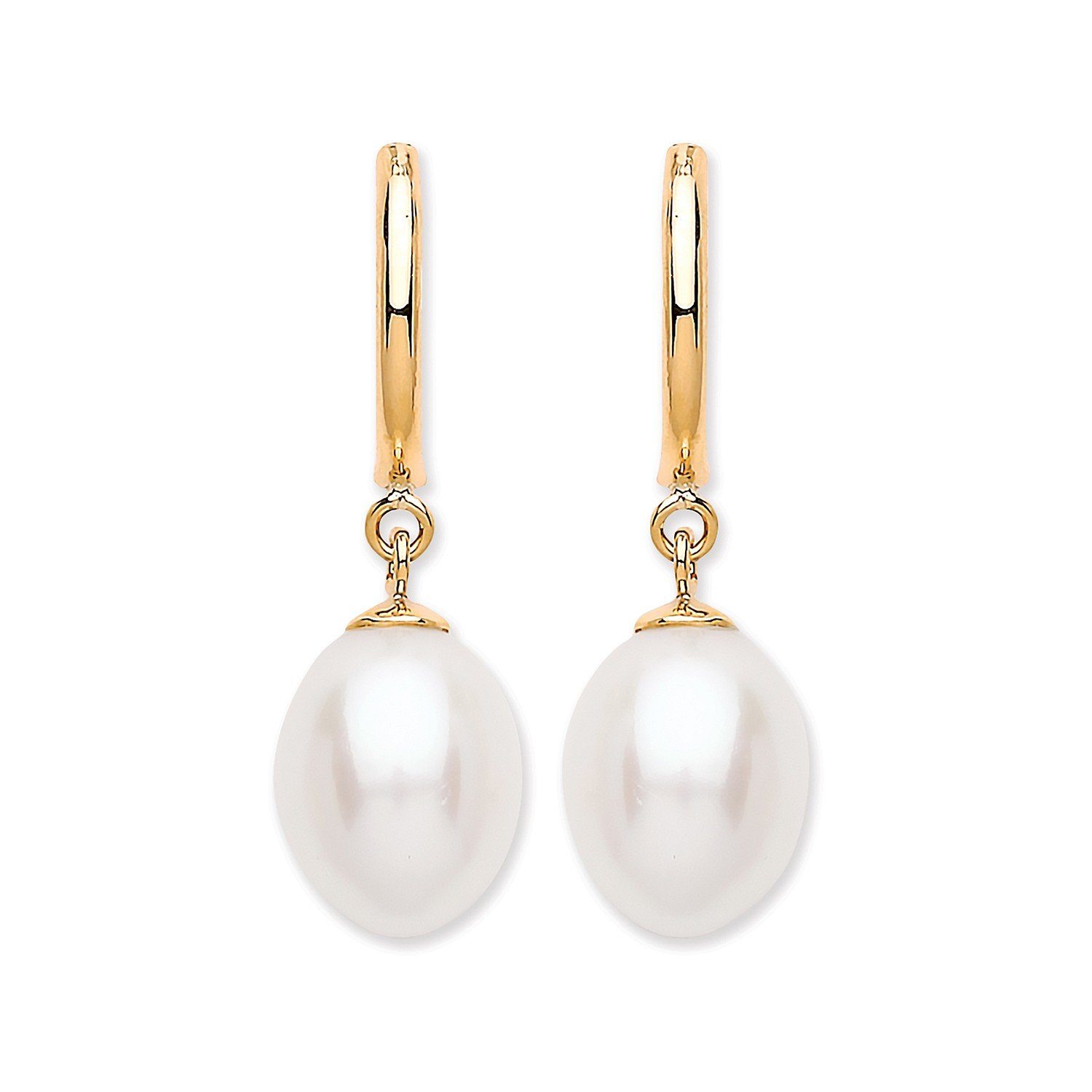 Gold Freshwater Pearl Drop Earrings Jewellery Hanron 