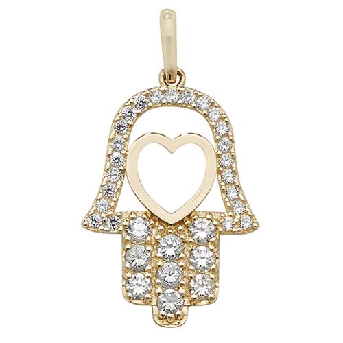 Gold Hamsa Pendant with CZ Jewellery Treasure House Limited 
