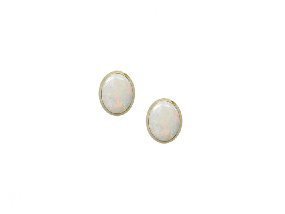 9ct Gold Oval Stud Earrings with Opal Jewellery AMORE