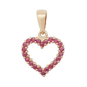 9ct Gold Ruby Open Heart Pendant Jewellery Treasure House Limited