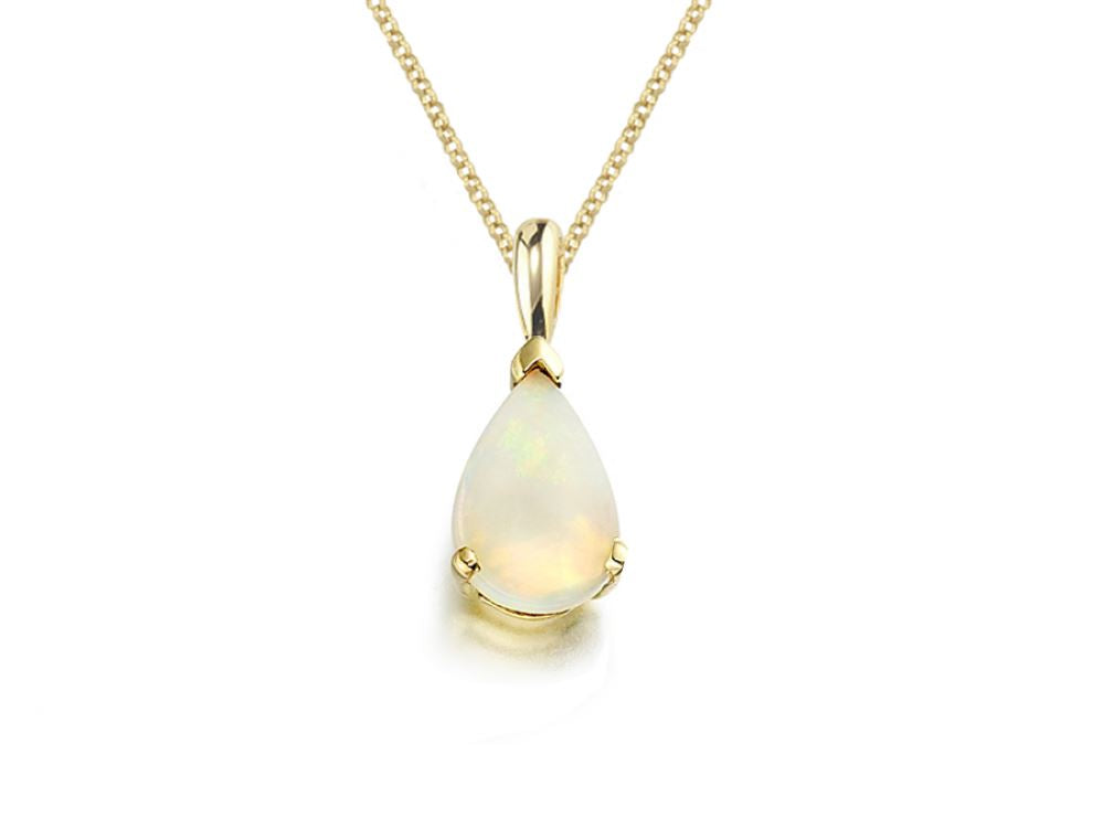 9ct Gold Opal Teardrop Pendant Jewellery AMORE
