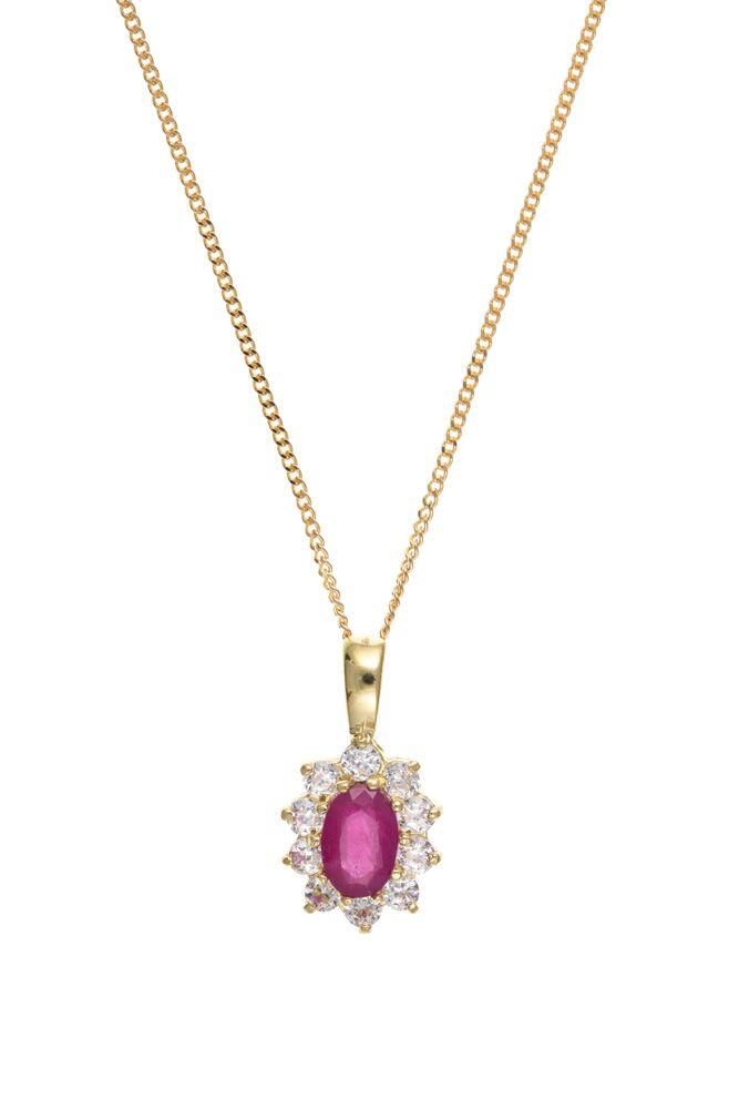 9ct Ruby and Cubic Zirconia Pendant Jewellery | Carathea & Jools