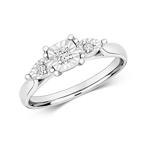 White Gold Diamond Trilogy Ring Carathea Jewellery