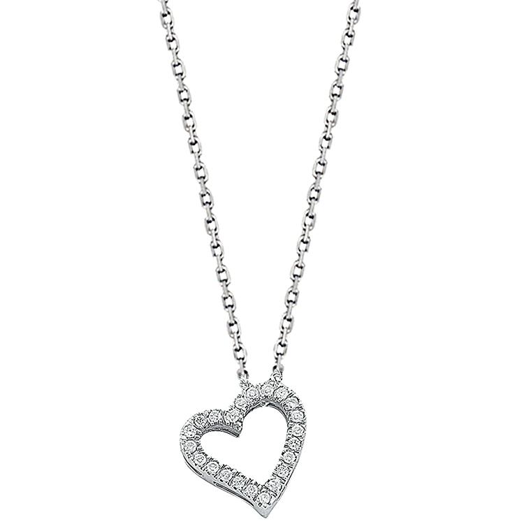 9ct White Gold Diamond Heart Pendant with Chain Jewellery Carathea & Jools