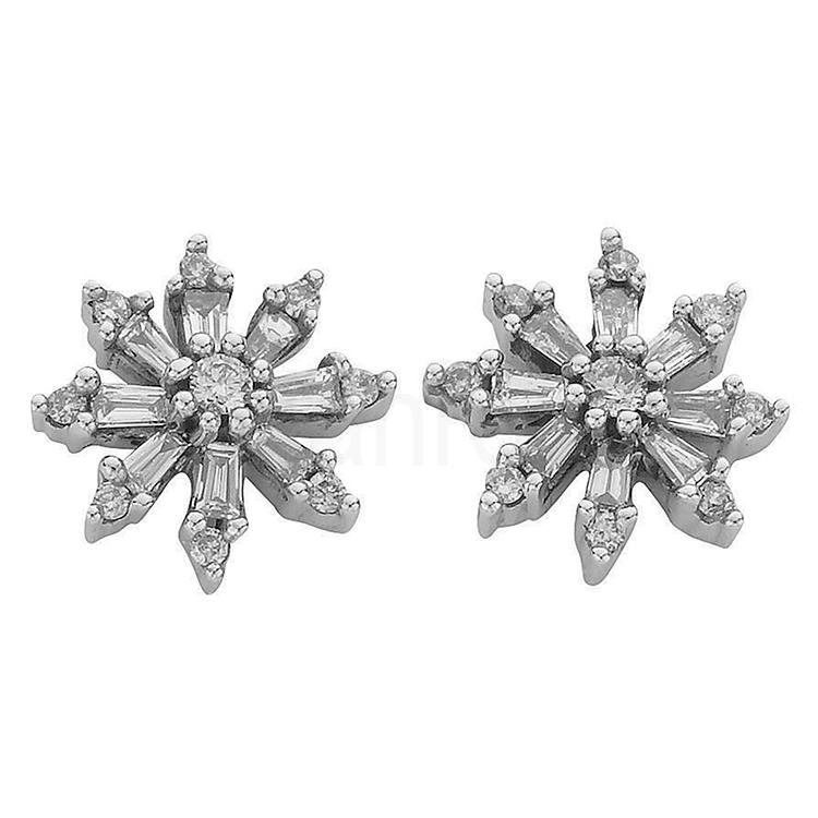 White Gold Diamond Snowflake Earrings Jewellery Hanron