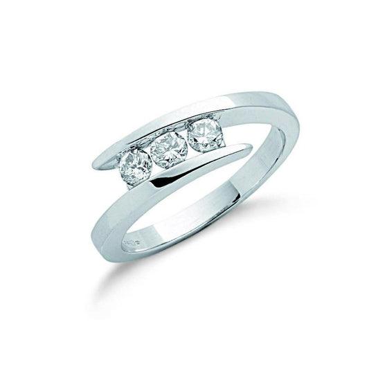 9ct White Gold 0.5 Carat Diamond Trilogy Ring Rings Hanron 