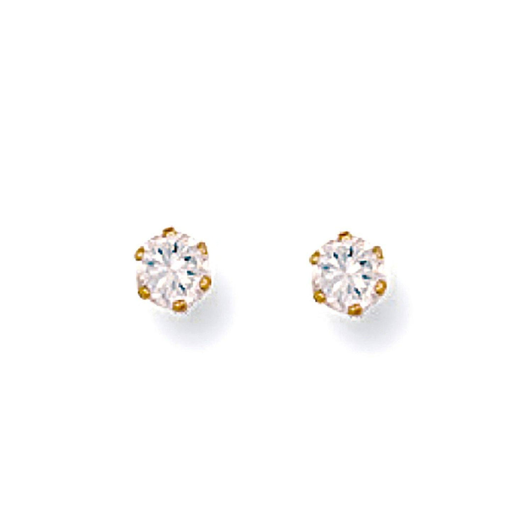 9ct Gold Claw Set 3mm Cubic Zirconia Earrings Earrings Hanron