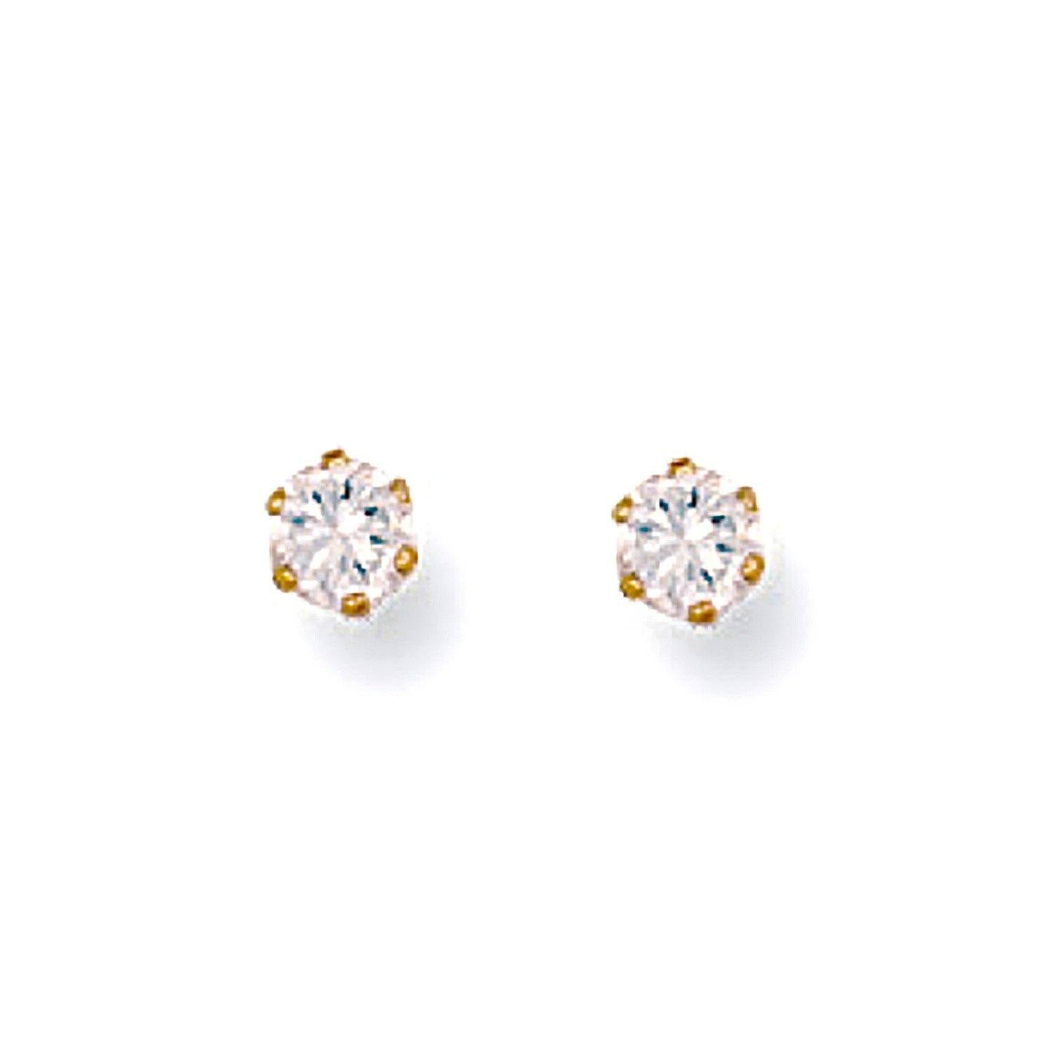 9ct Gold Claw Set 3mm Cubic Zirconia Earrings Earrings Hanron 
