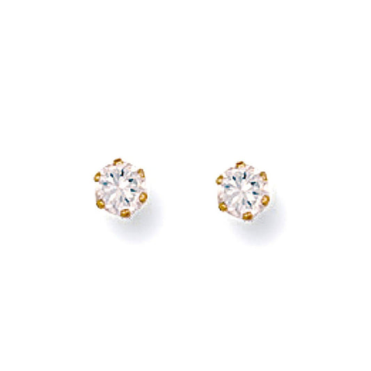 9ct Gold Claw Set 3mm Cubic Zirconia Earrings Earrings Hanron 