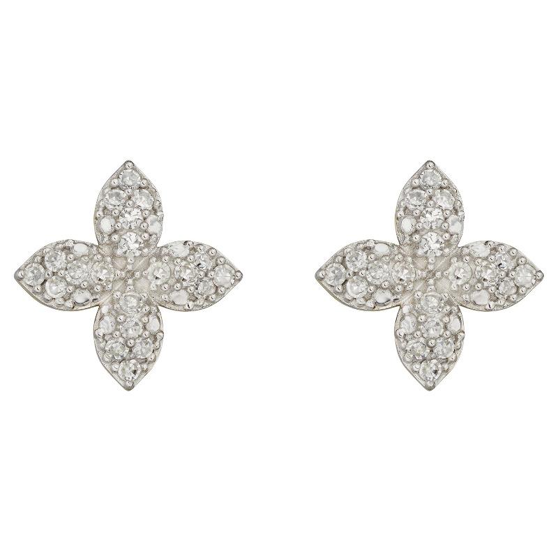 Gold and Cluster Diamond Flower Stud Earrings Carathea