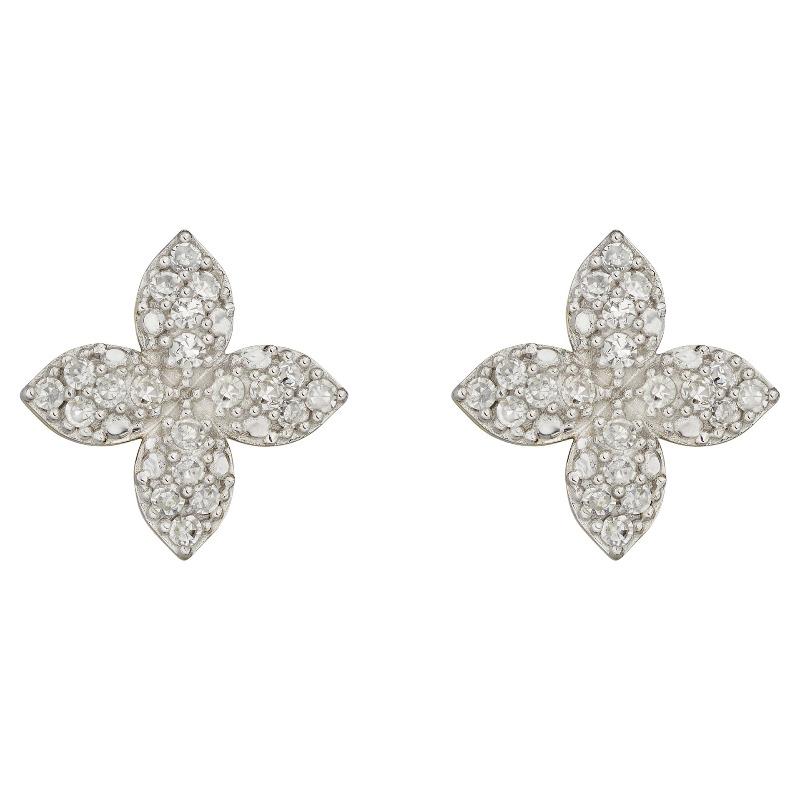 Gold and Cluster Diamond Flower Stud Earrings Carathea 