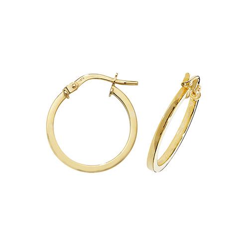9ct Gold Ladies Hoop Earrings 15 mm Jewellery Carathea