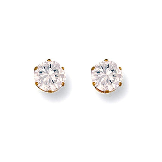 Gold CZ Stud Earrings 5 mm Jewellery Hanron 