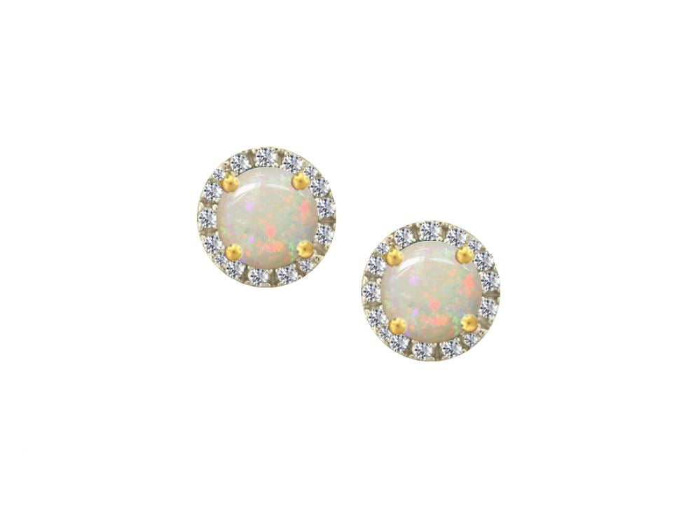 9ct Gold Opal and Diamond Stud Earrings Jewellery AMORE