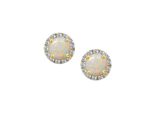 9ct Gold Opal and Diamond Stud Earrings Jewellery AMORE 