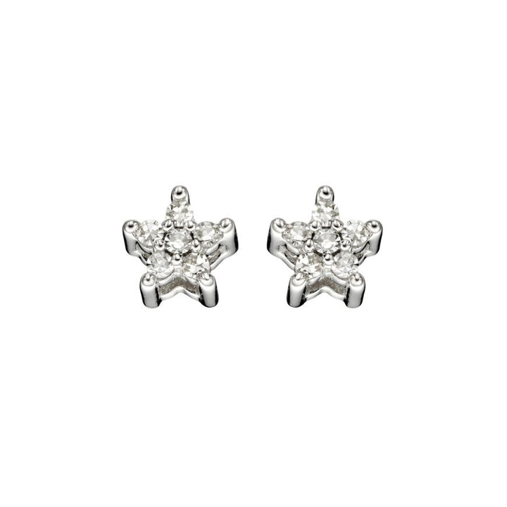 White Gold Diamond Star Stud Earrings Earrings Gecko