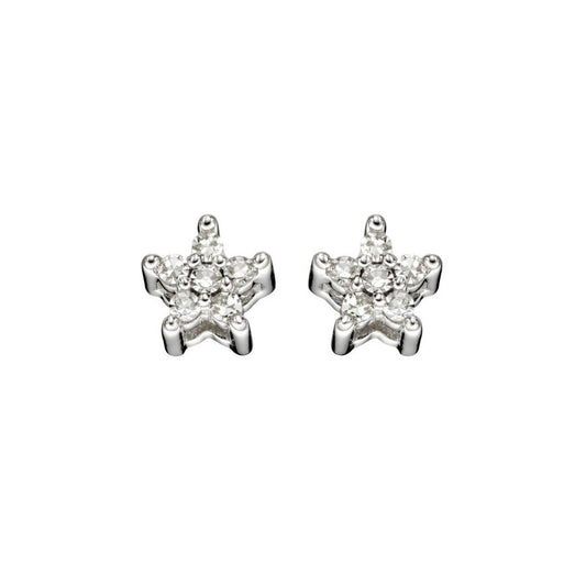 White Gold Diamond Star Stud Earrings Earrings Gecko 