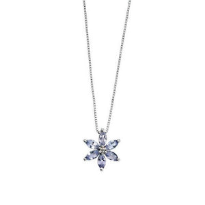 9ct White Gold Tanzanite and Diamond Flower Pendant Necklaces & Pendants Carathea 