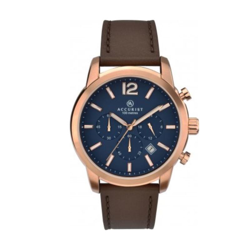 Accurist 7021 Men's Rose Gold Watch with Blue Dial Watches Accurist 