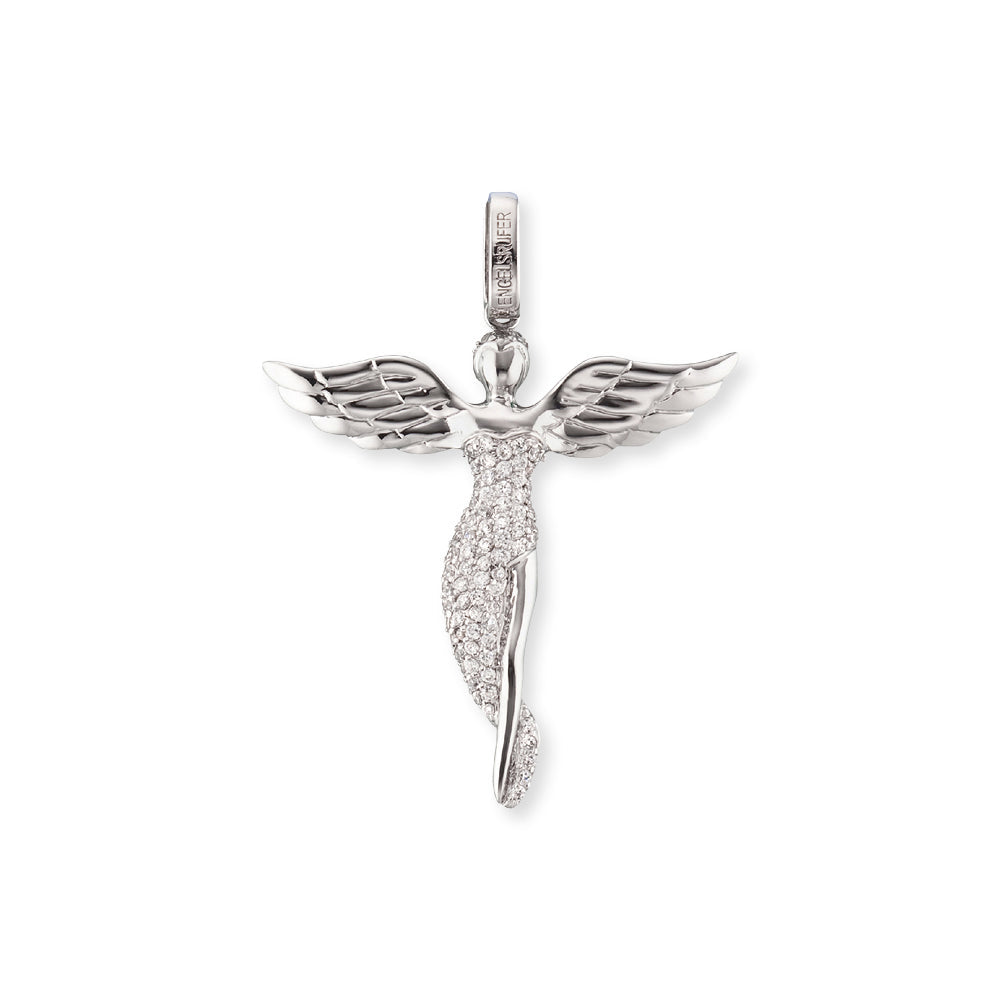 A silver and  CZ pendant of an angel