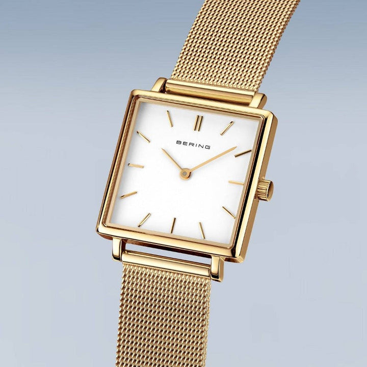 Bering Ladies Watch Gold Square Dial Watches Bering