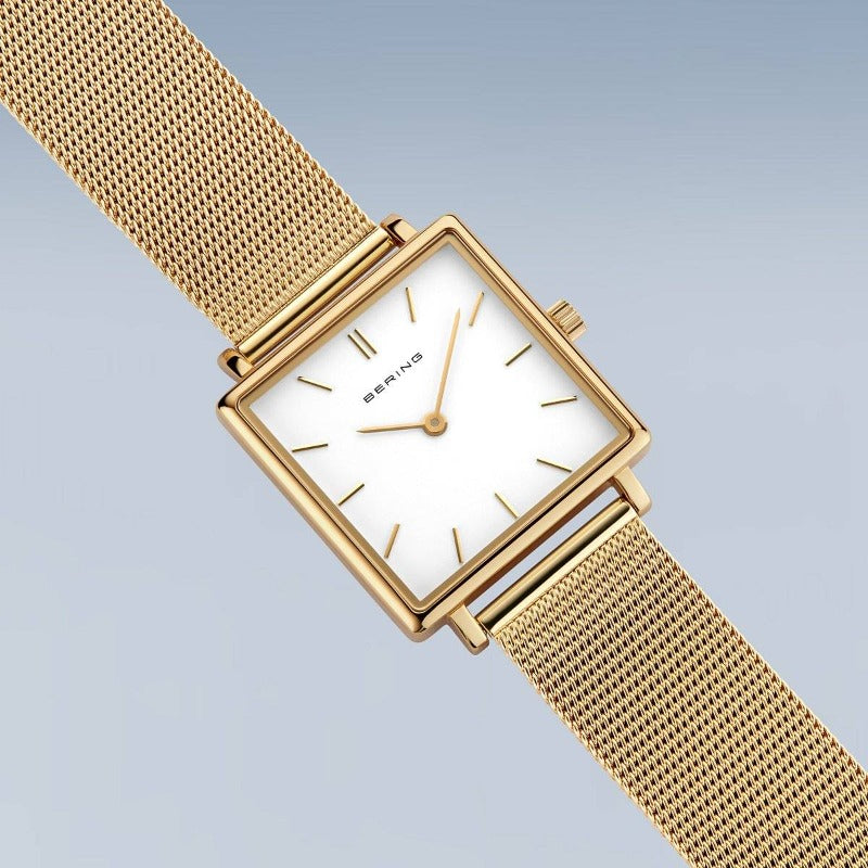 Bering Ladies Watch Gold Square Dial Watches Bering